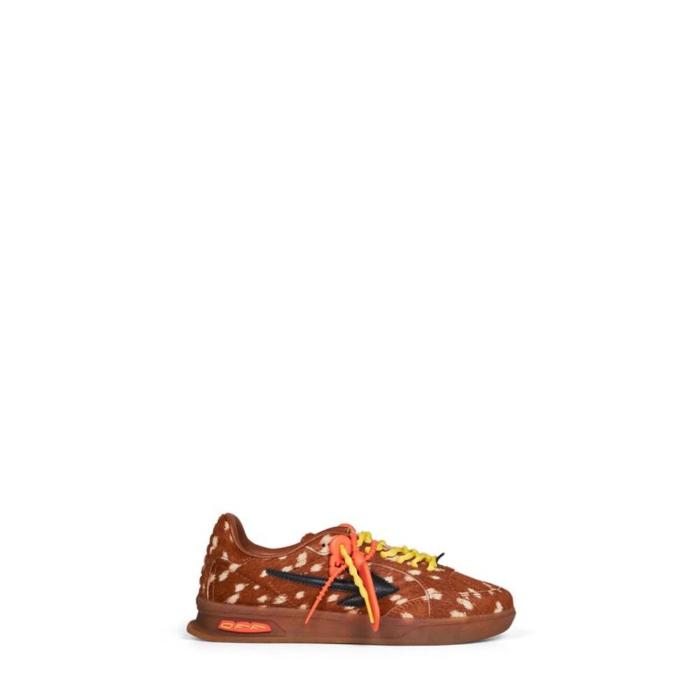 Off White Women Brown Printed Calf Hair End Of Play Sneakers